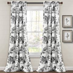 French Country Toile Room Darkening Curtain Panel Set of 2