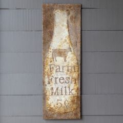 Aged Metal Fresh Milk Wall Sign