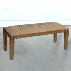 Mango Wood Burlap Bench