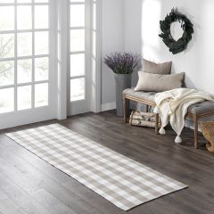 Tan and White Buffalo Check Country Runner Rug