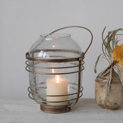 Handled Brass Finish Candle Lantern