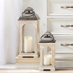 Distressed Fir Candle Lantern