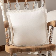 Ruffled Burlap Square Accent Pillow