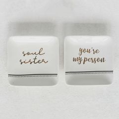 Inspirational Saying Square Trinket Dish Set of 2