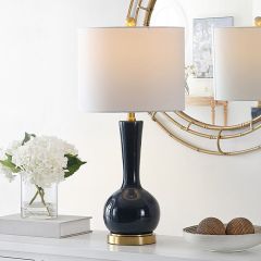 Modern Navy Glass Base Table Lamp