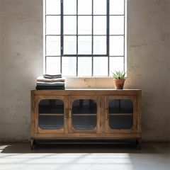 3 Door Rustic Industrial Sideboard Cabinet