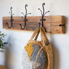 3 Hook Recycled Wood Coat Rack