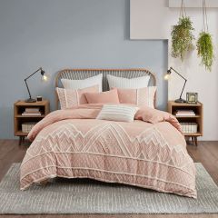 3 Piece Modern Boho Blush Comforter Set