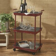 3 Tier Red Utility Bar Cart