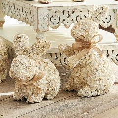 Floral Rabbit Statue Set of 2