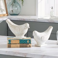 Pale Bird Statue Set of 2