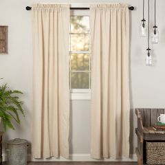 Simple Country Solid Long Curtain Panel Natural Set of 2
