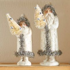 Snowy Santa With Tree Figurine Set of 2