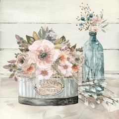 Cottage Floral Scene Wall Art
