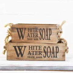 Rope Handled Rustic Soap Box Set of 2