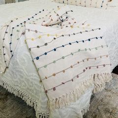 Embroidered Pom Pom Blanket