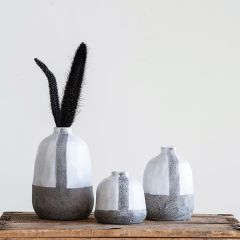 Vertical Stripe Terracotta Vase Set of 3