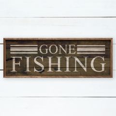 Gone Fishing Rustic Wall Sign