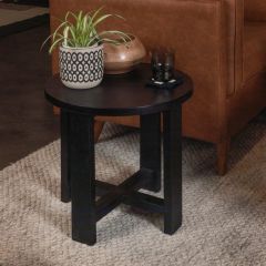 Wood Trestle Round End Table