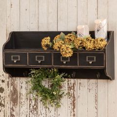 4 Drawer Wall Shelf with Hooks