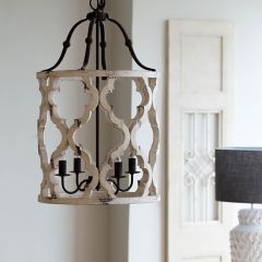 4-Light Fir Wood Chandelier