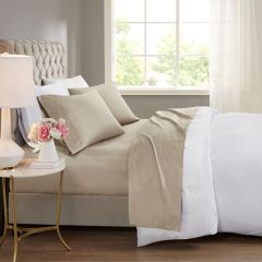 4 Piece Classic Comforts Khaki Bed Sheet Set