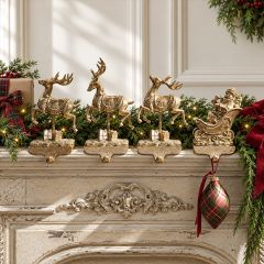 4 Piece Gilded North Pole Stocking Holder Set