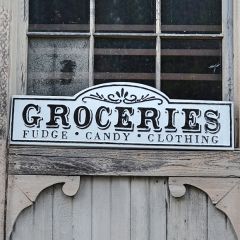 Stamped Metal Groceries Sign