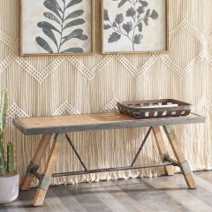 Birch Wood And Metal Bench
