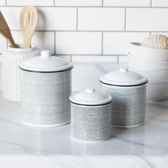 Classic Metal Enamelware Canisters Set of 3