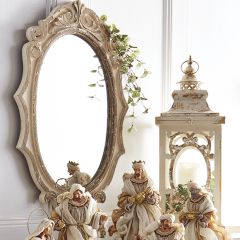 Fir Wood Farmhouse Oval Mirror