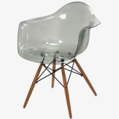 Grey Acrylic Chair With Wood Legs