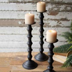 Dark Metal Pillar Holders Set of 3