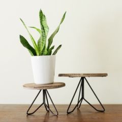 Wood and Metal Plant Stands Set of 2