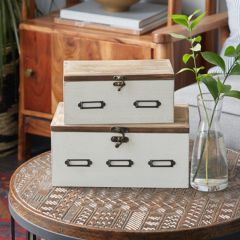 Farmhouse File Box Storage Chest Set of 2