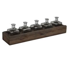 5 Bottle Vases in Wooden Box Centerpiece Arrangement