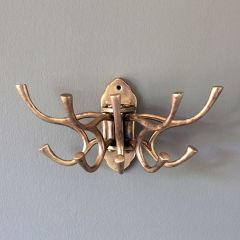 5 Hook Brass Wall Hanger