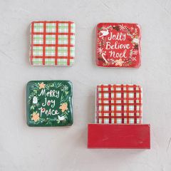 5 Piece Festive Holiday Coasters Set