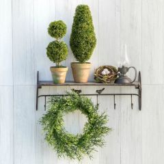 Galvanized Hook Shelf With Bird Accents