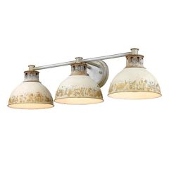 Aged Galvanized Steel With Antique Ivory Shade 3 Light Vanity Sconce