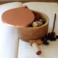Decorative Wood Box | Copper Top Wood Box | Slide Top Round Box
