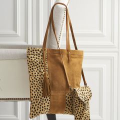 Leopard Patch Suede Tote Purse