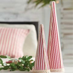 Ticking Stripe Cone Tree Decor Set of 2
