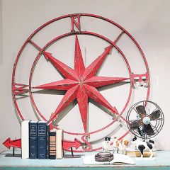 HUGE Metal Compass Rose Wall Plaque