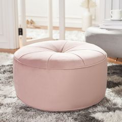 Blush Velvet Round Ottoman