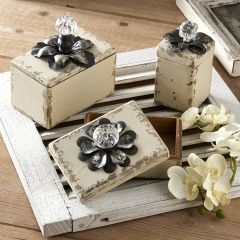 Crystal Knob Wooden Box Set of 3