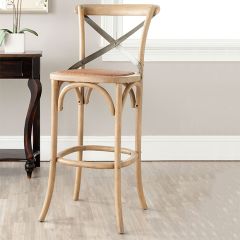 Weathered Oak Cross Back Bar Stool