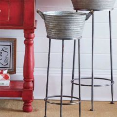 Galvanized Farm Bucket On Stand