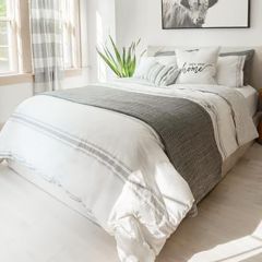 Striped Reversible Cotton Quilt Set