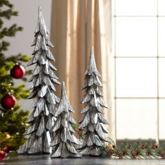 Glittered Tabletop Christmas Tree Figures Set of 3